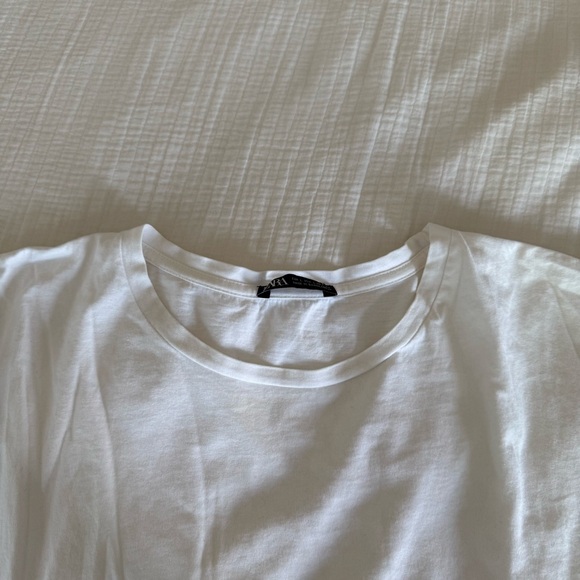 Zara White Short Sleeve Ruffle Top - Picture 5 of 6